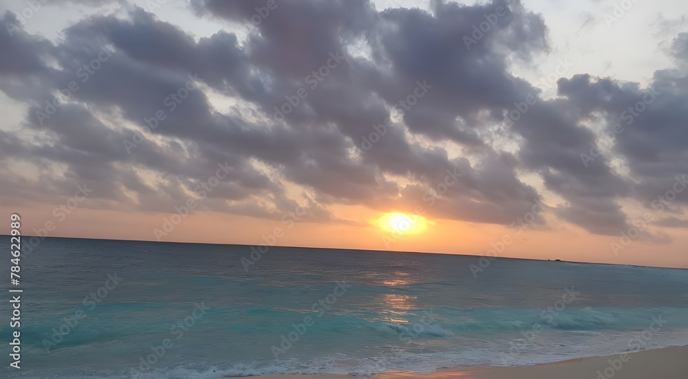 Art Beautiful sunrise over the tropical beach