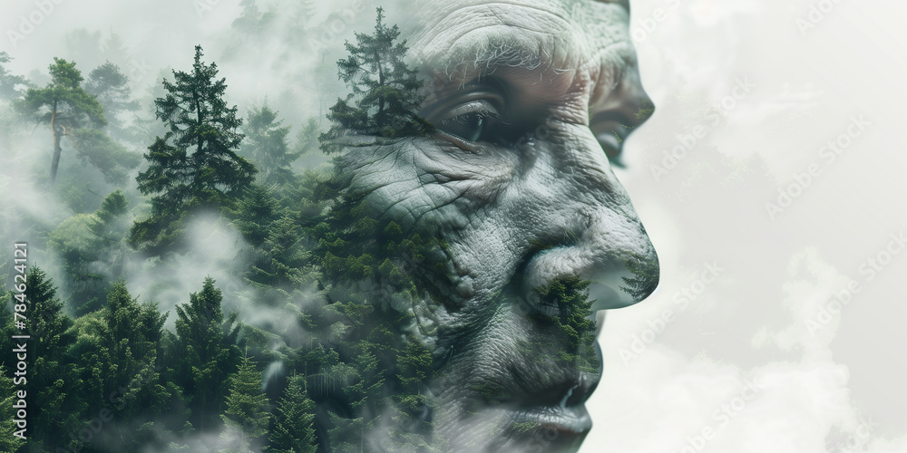 A creative combination of face and forest creating an extraordinary artistic composition.