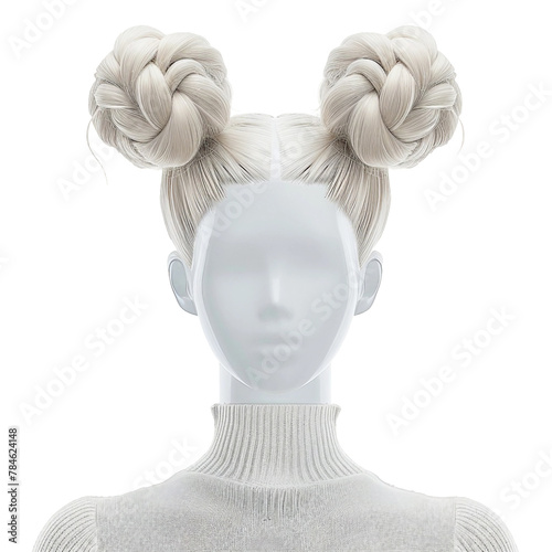 Space Buns female mannequin, transparent background, isolated image, generative AI