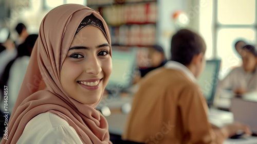 Confident Arab woman wearing a hijab © PETR BABKIN