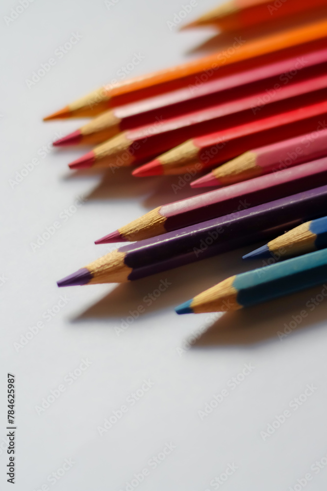 Beautiful colour pencils use as background with copy space. Color pencils isolated on white background close up with Clipping path. Beautiful colour pencils use as background with copy space. Color pencils isolated on white background close up with Clipping path.