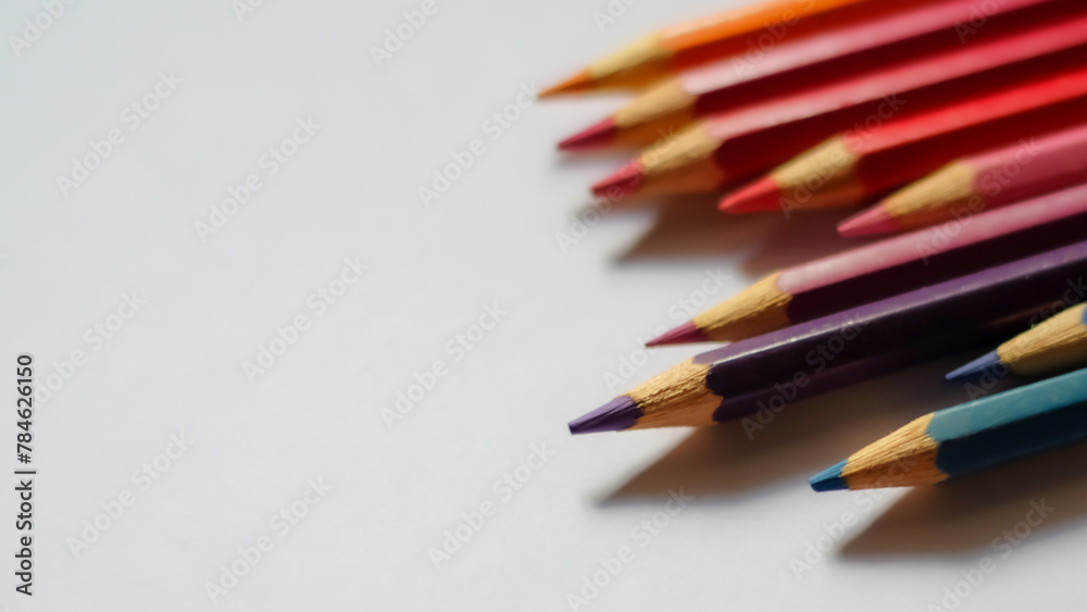 Beautiful colour pencils use as background with copy space. Color pencils isolated on white background close up with Clipping path. Beautiful colour pencils use as background with copy space. Color pencils isolated on white background close up with Clipping path.