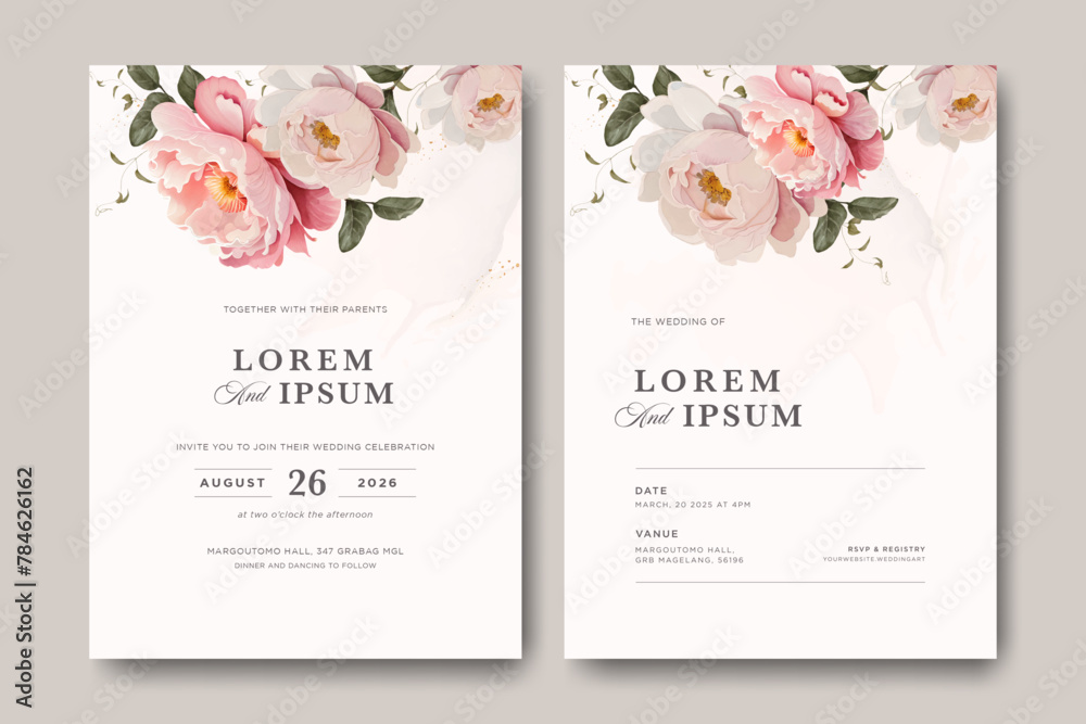 Wedding Card Template with Floral Garden