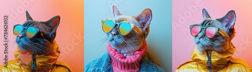 A whimsical cat rapper with a colorful personality and lively spirit, set against a soft pastel backdrop