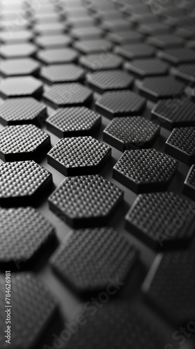 close-up of geometric hexagonal texture in black for a detailed abstract 3D surface look © pier