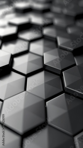 modern abstract black hexagon pattern creating a sense of depth and futuristic surface texture © pier