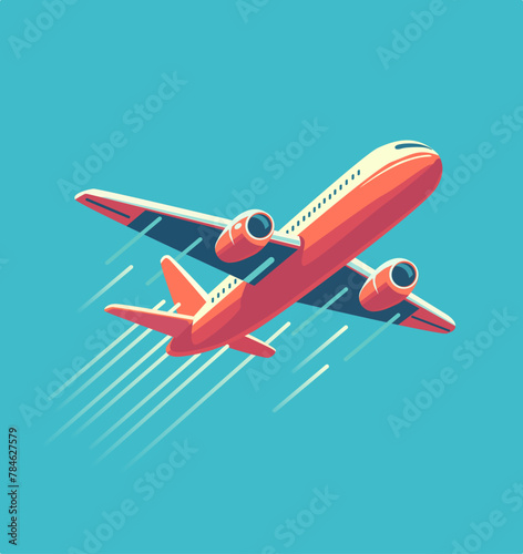 Flying airplane. Flat vector illustration. 