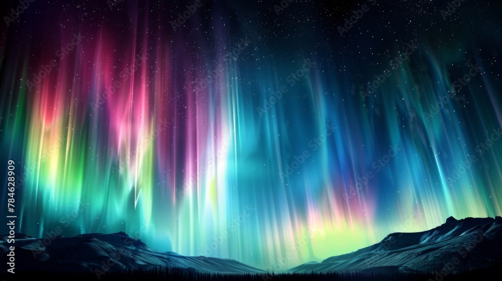 Majestic Northern Lights Over Snowy Mountain Peaks Majestic Northern Lights Over Snowy Mountain Peaks