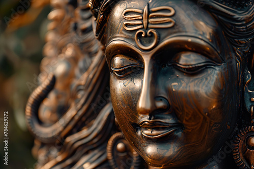 Close-up of Intricately Carved Bronze Statue © Oksana