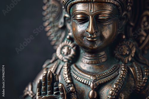 Close-up of Bronze Hindu Deity Statue