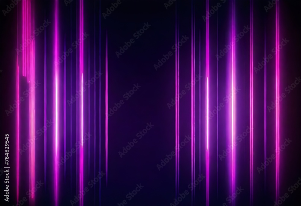 Abstract background with vertical purple neon light lines on a dark backdrop