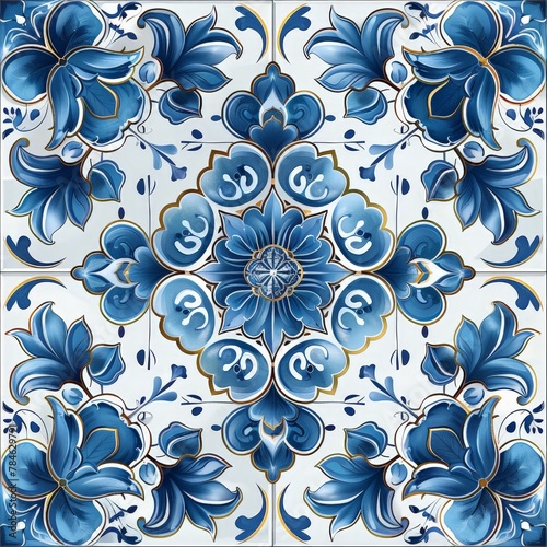 Cobalt Blue Tiles  Seamless Repeating Pattern