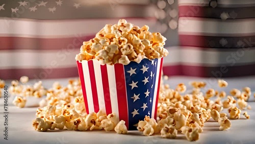 National Popcorn Day Concept with Popcorn in American Flag Cup