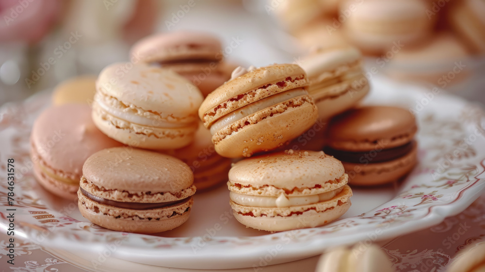 Assorted macarons on a plate. Assorted macarons on a plate.