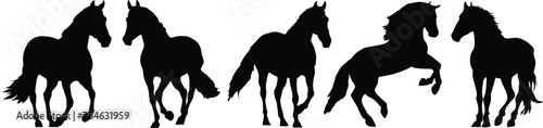 Horse silhouette vector set Isolated On White Background