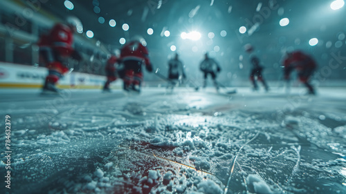 Hockey players in action on ice rink