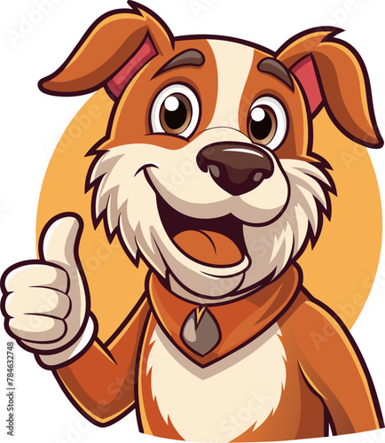 Dog making thumb up gesture Vector cartoon illustration