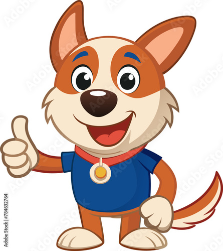 Dog making thumb up gesture Vector cartoon illustration