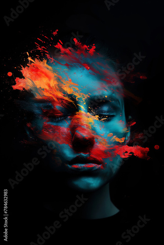 abstract, feeling, dissociative identity disorder, violent, black background photo