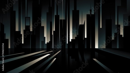 Modern Abstract Cityscape Silhouette at Twilight