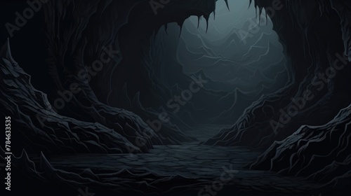 Mysterious Cave Entrance with Rocky Textures and Ethereal Light