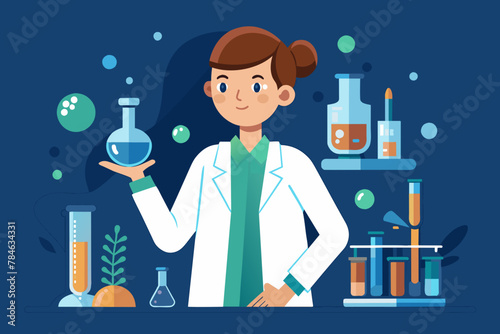 a person wearing a lab coat and holding a test tube 