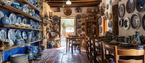 Local artwork and pottery showcase Croatian craftsmanship in Mediterranean-style cafes