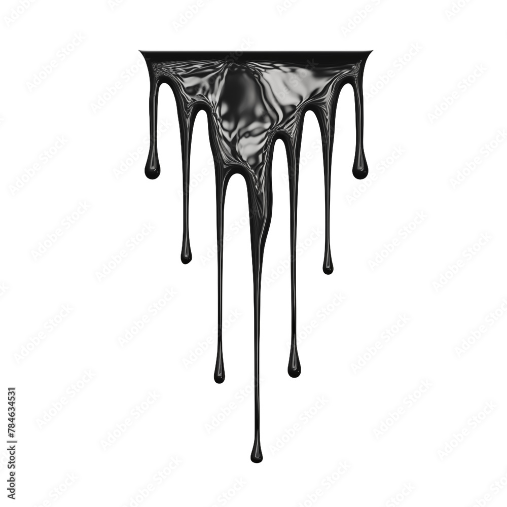 flowing black viscous liquid on a transparent background. flowing black viscous liquid on a transparent background.