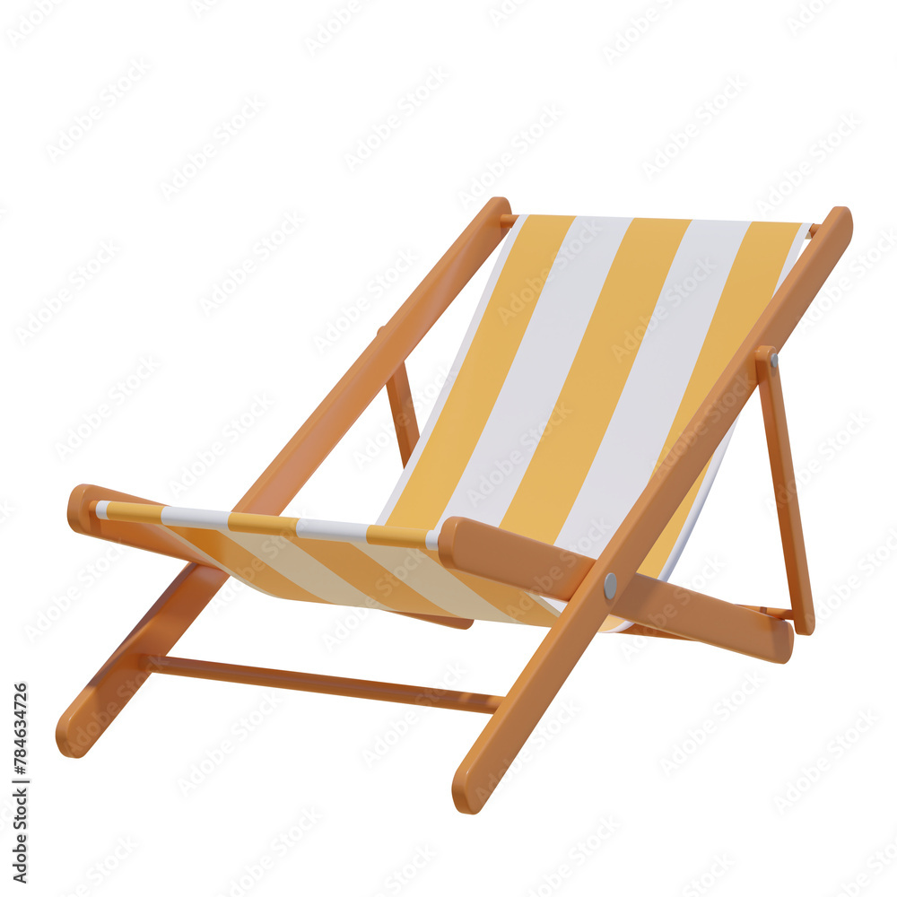 beah chair isolated on white, summer vacation concept, 3d rendering icon.
