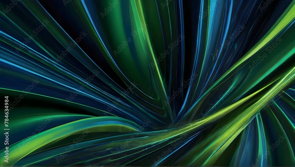 Abstract, line swoosh forms, sharp focus, green and blue light going different directions, green background, Transparente, iridiscente, circular, translúcidos Abstract, line swoosh forms, sharp focus, green and blue light going different directions, green background, Transparente, iridiscente, circular, translúcidos