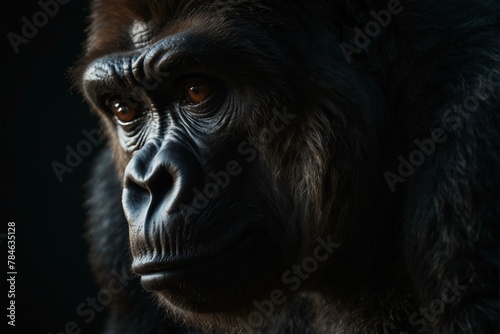 This image closely focuses on the intricate fur patterns and textures of a gorilla, minus its facial expression © ArtistiKa