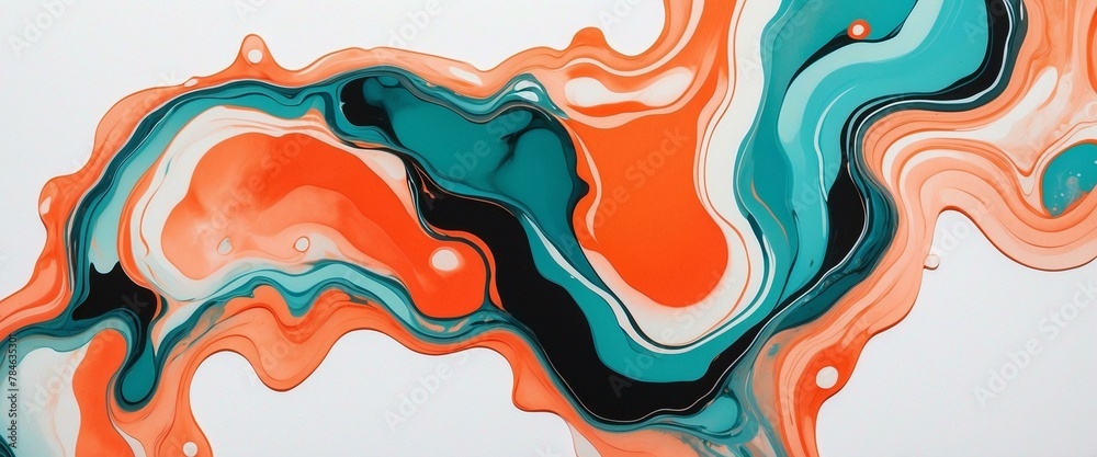 Stunning acrylic pour artwork with bold orange and teal patterns ...