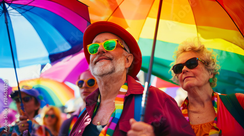 Middle-Aged Activists for LGBTQ+ Rights at Pride Event 