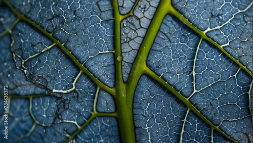Macro shot showcasing the intricate patterns of veins in a leaf, highlighting nature's detailed designs photo
