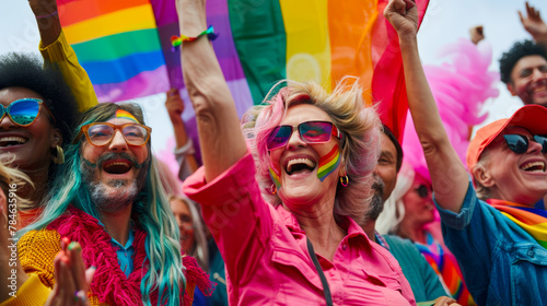 Portrait of Middle-Aged Advocates at LGBTQ+ Pride Rally 