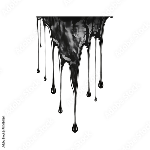 Abstract black viscous liquid simulation on transparent background.