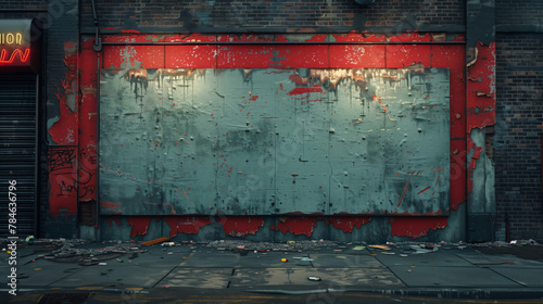 Decaying Abandoned Billboard red stroke mockup billboard street 