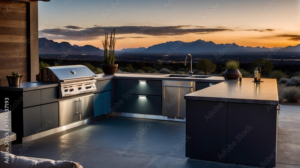 Fototapeta premium Outdoor kitchen and living area