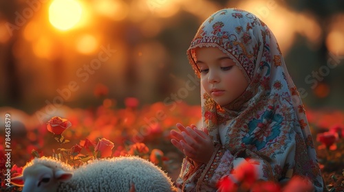 a little Muslim woman on the Eid al-Adha holiday photo