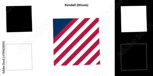 Kendall County (Illinois) outline map set photo