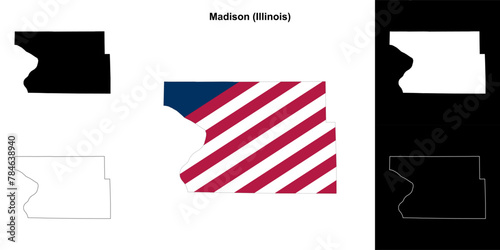 Madison County (Illinois) outline map set