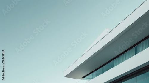 The smooth, clean lines of a modern architectural structure against a clear sky, the starkness serving as a canvas for the interplay of form and light.
