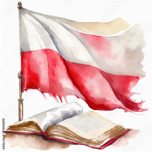 Flaga Polski i księga ilustracja