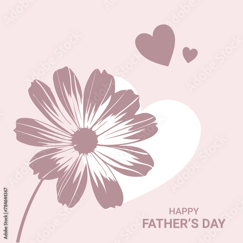 Father day card, father day background with minimalist flower and hearts © Pixzot