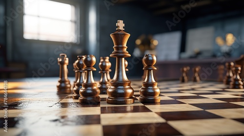 random chess on a wooden chess board