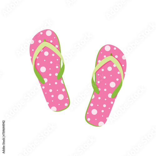 Beach slates. Pink beach flip-flops. Summer beach shoes. Light shoes. Vector illustration isolated on a white background