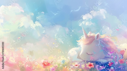 Resting Unicorn Among Flora...