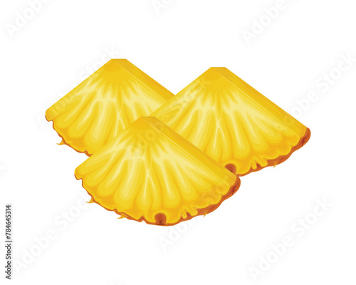 Pineapple. Ripe pineapple in the cut. A piece of juicy pineapple. A ripe tropical fruit. Vector illustration isolated on a white background