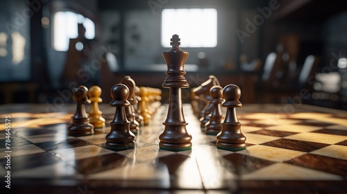 random chess on a wooden chess board photo