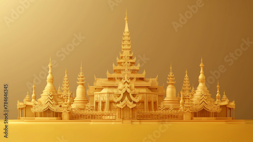 vector of Shwedagon pagoda buddha temple golden pagoda made from gold, famous travel destination landmark in Yangon City of Myanmar or Burma, South East of Asia